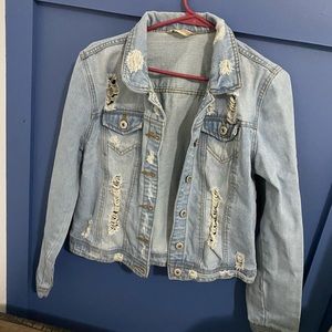 Light Blue Distressed Jean Jacket